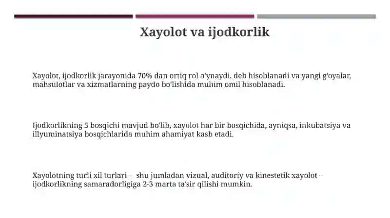 Xayolotning inson faoliyatidagi roli 3