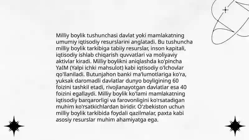 Milliy boylik uning tarkibi va ko'paytirish omillar. 3