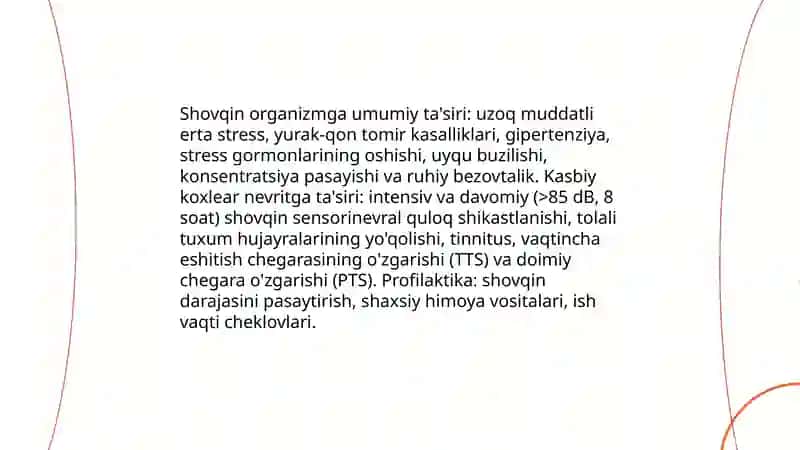 Shovqinning organizmga ta'siri - kasbiy koxlear nevrit 3