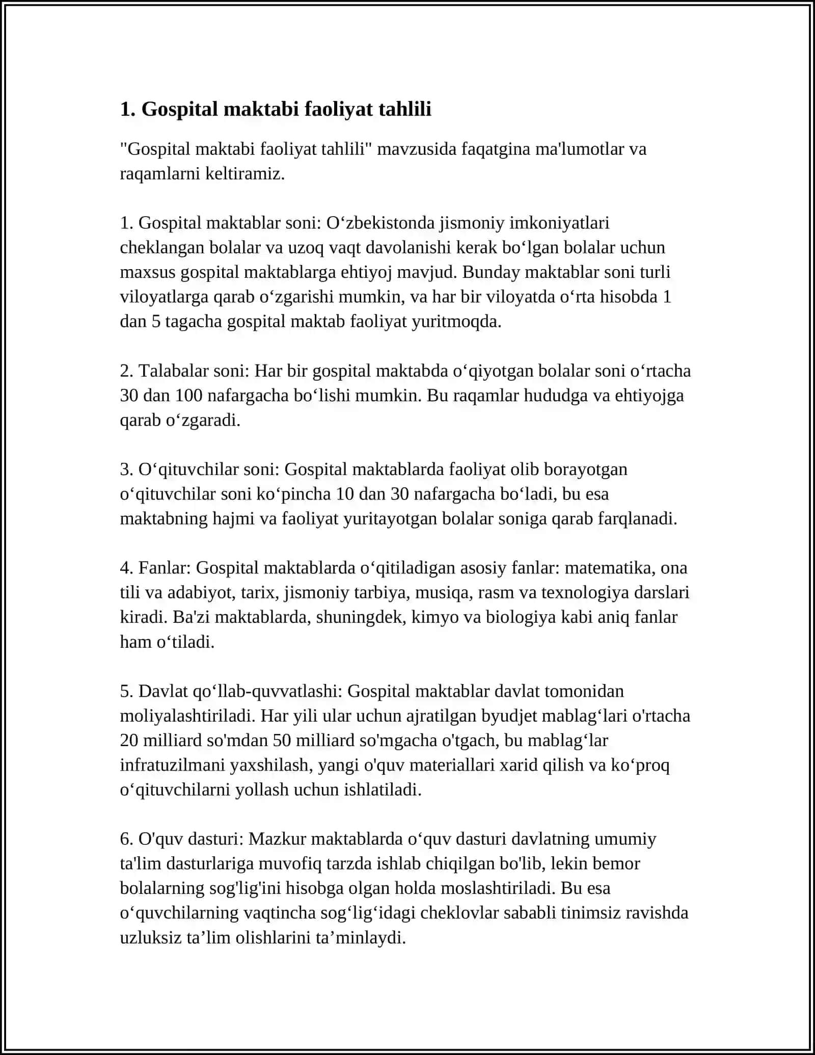 GOSPITAL MAKTABI VA UYDAGI TA'LIM 3