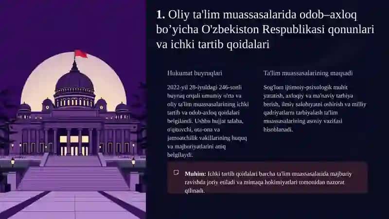 Oliy ta'lim muassasalarida odob–axloq qoidalari 3