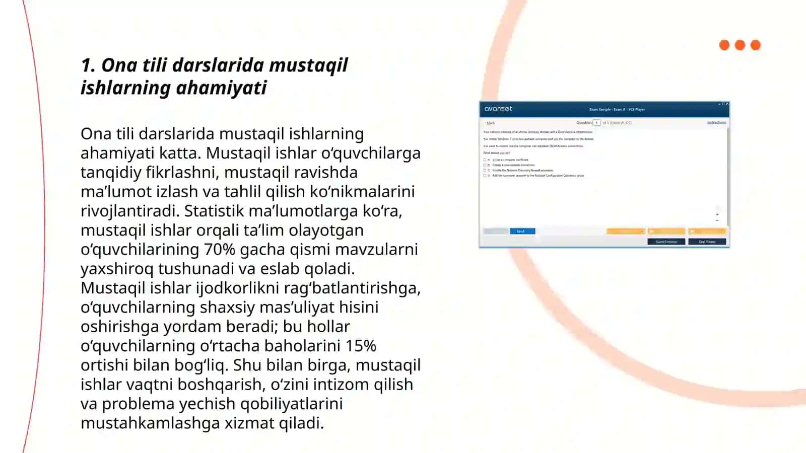 Mustaqil ishlarni tashkil qilish 3