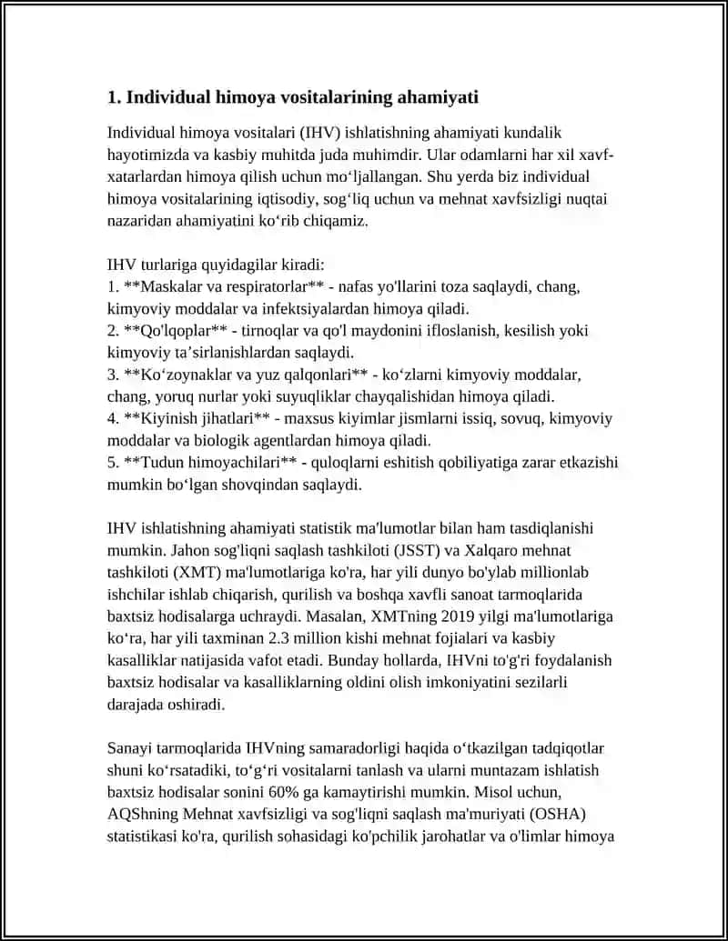 Individual himoya vositalari (IHV) 3
