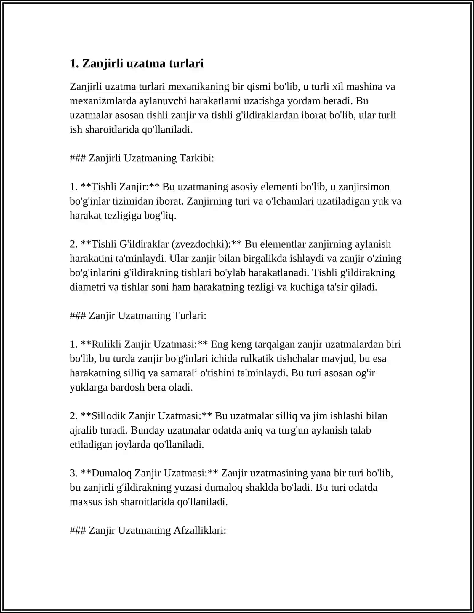 ZANJIRLI UZATMANI KONSTRUKSIYASI BILAN TANISHISH 3