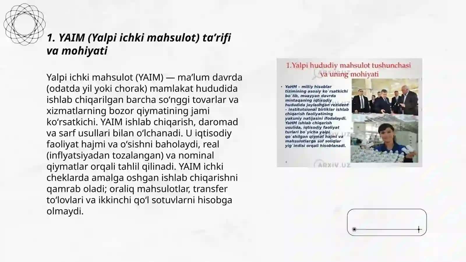 Yalpi ichki mahsulot (YAIM) va yalpi milliy mahsulot (YaMM) 3
