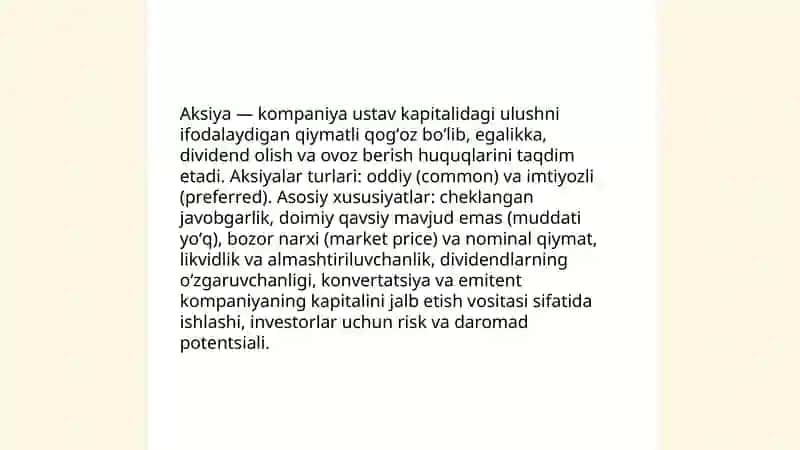 Aksiyaning baholanishi va xususiyatlari 3