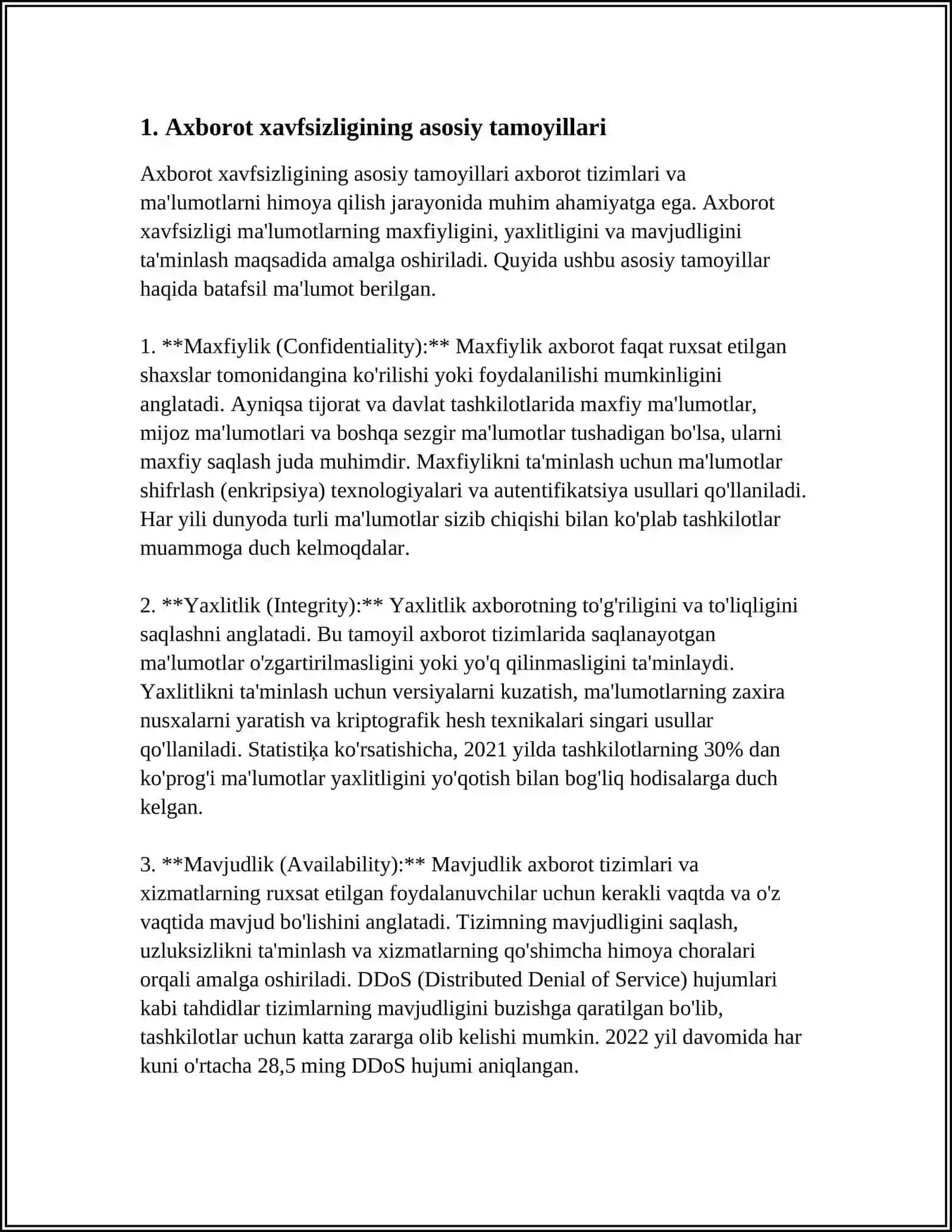 XAVFSIZLIKNI TAʼMINLASH TAMOYILLARI VA USLUBLARINI TAHLIL QILISH 3