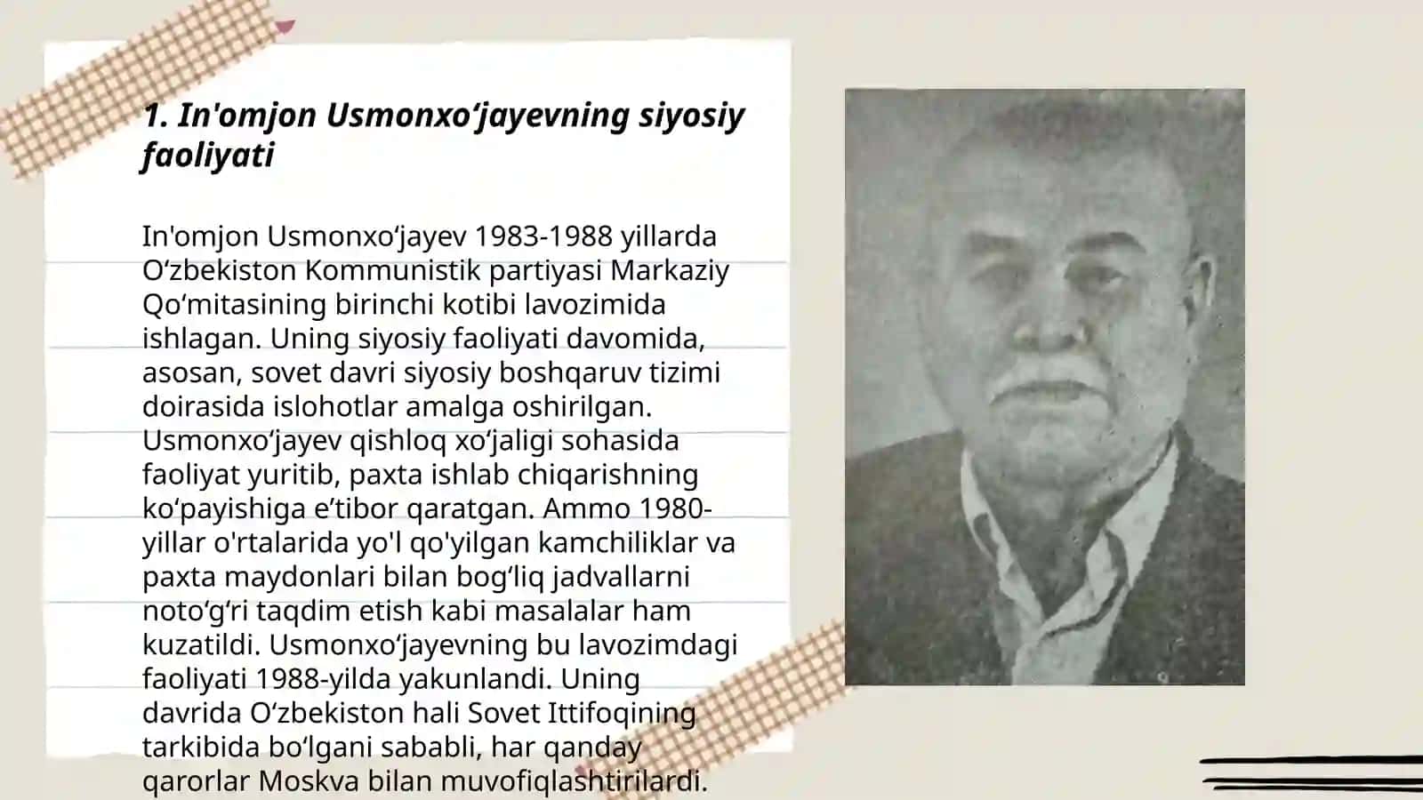 In'omjon Buzrukxoʻjayevning siyosiy faoliyati 3