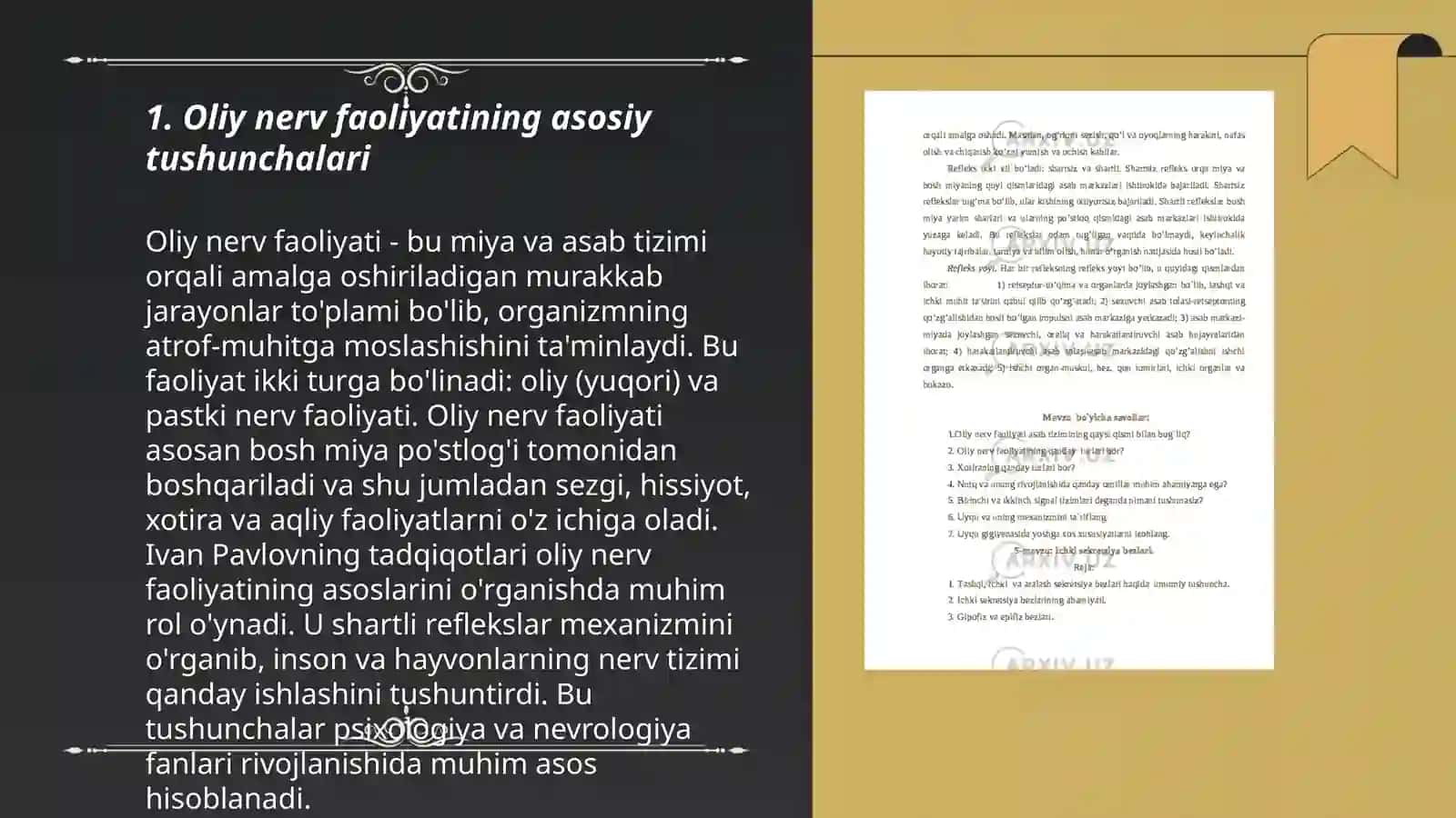 Oliy nerv faoliyatining fiziologiyasi 3