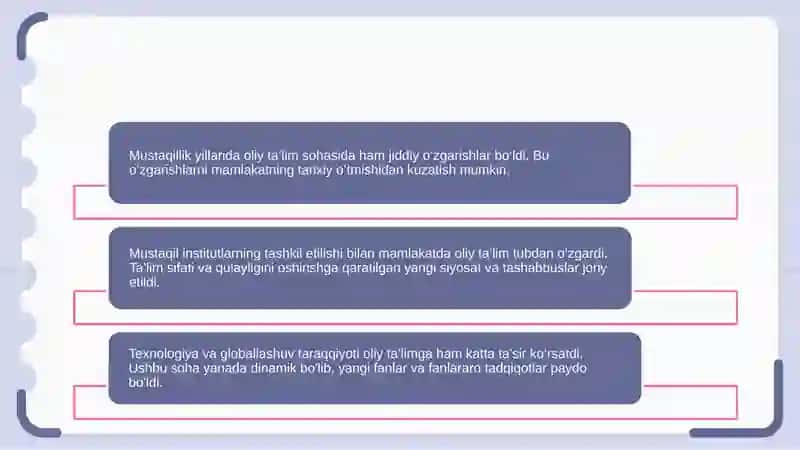 Mustaqillik yillarida oliy ta‘lim sohasidagi o‘zgarishlar 3