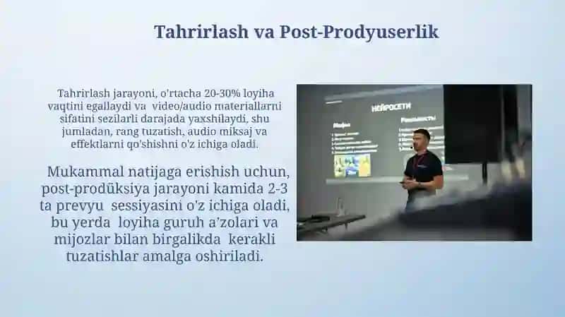 Oʻz mediyaloyhasini ishlab chiqish va taqdim etish 3