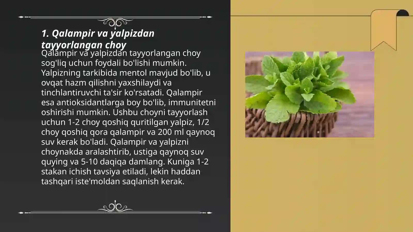 Qalampir va yalpizdan tayyorlangan choy 3