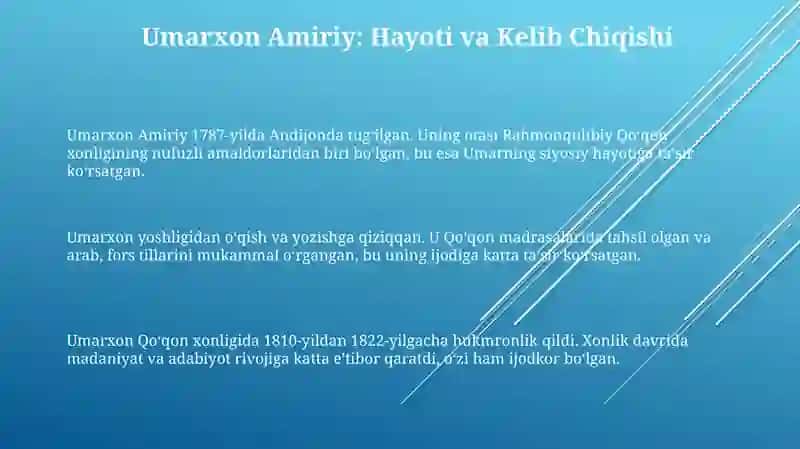 Umarxon Amiriy: Hayoti va Ijodiy Merosi 3