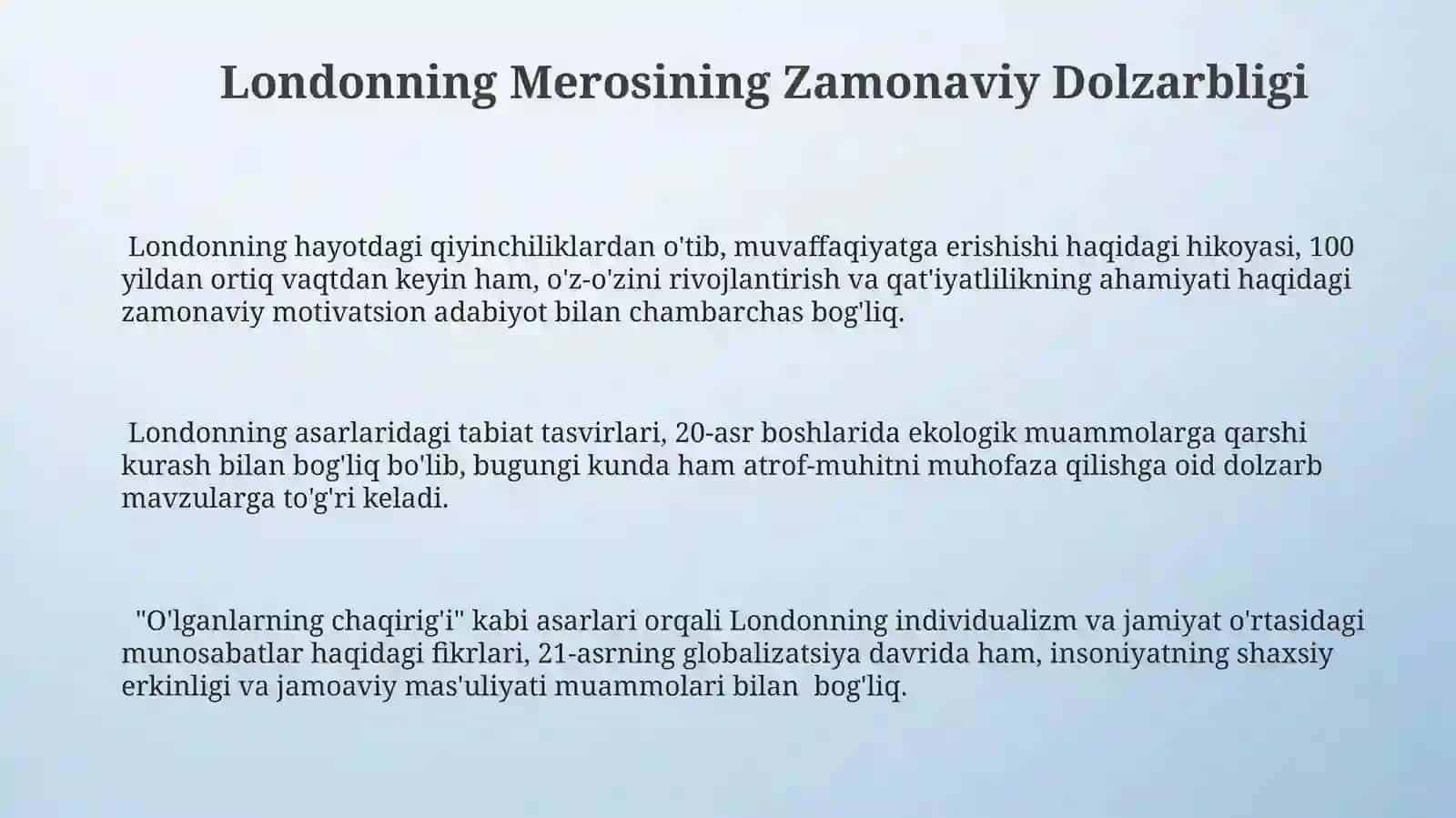 Jek Londonning hayoti va ijodi 3
