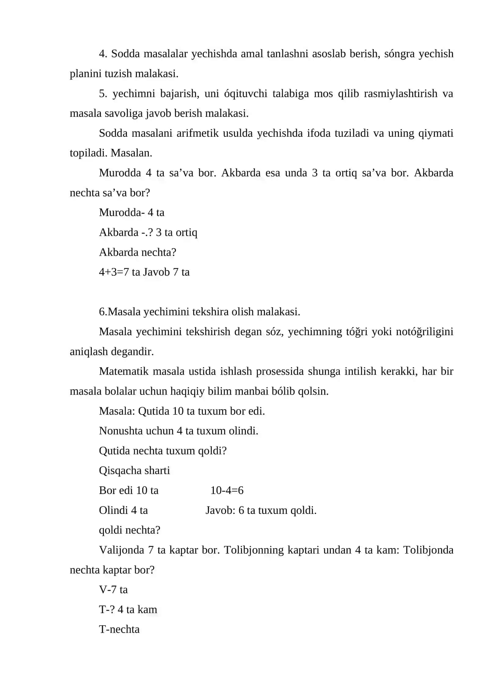 O`quvchilarga sodda masalalar yechishni o`rganish usullari 3