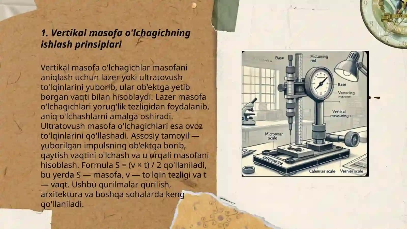 Vertikal masofa o'lchagich - Katetometr 3