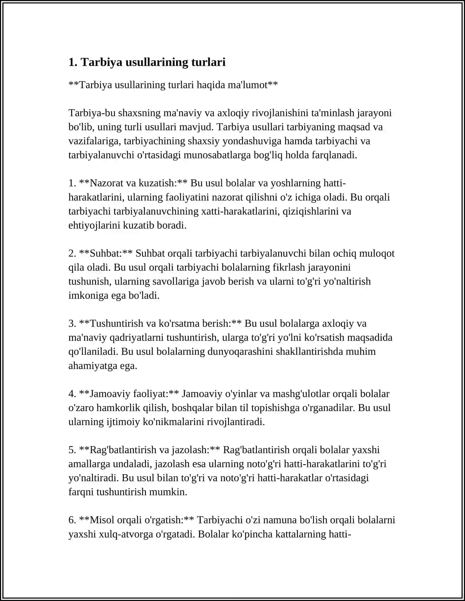 MAKTABGACHA TAʼLIM TASHKILOTIDA TARBIYAVIY ISHLARNI TASHKIL ETISHDA TARBIYA METODLARIDAN SAMARALI FOYDALANISH 3