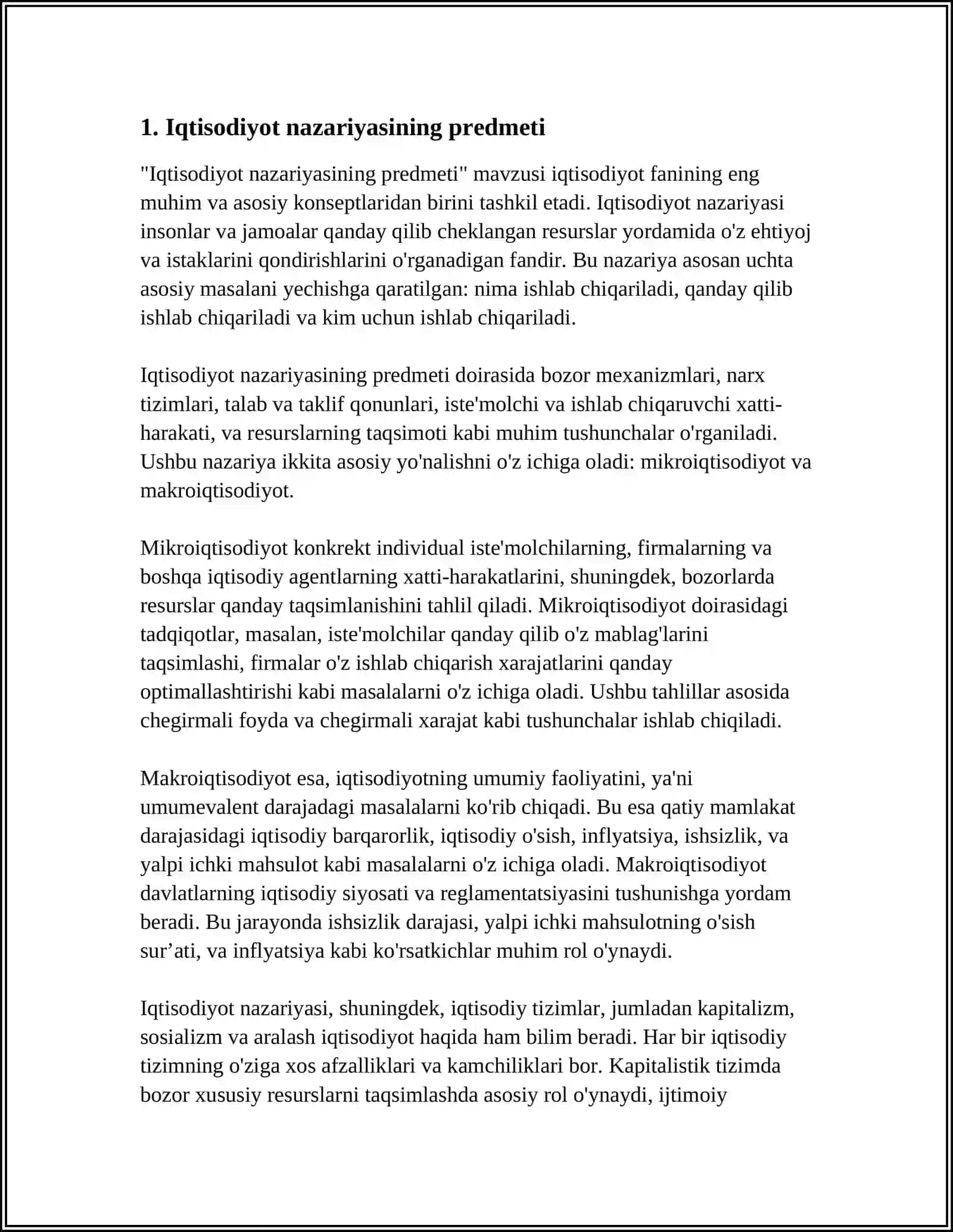 IQTISODIYOT NAZARIYASI FANNING PREDMETI MAQSADI VAZIFALARI USLUBLARI 3