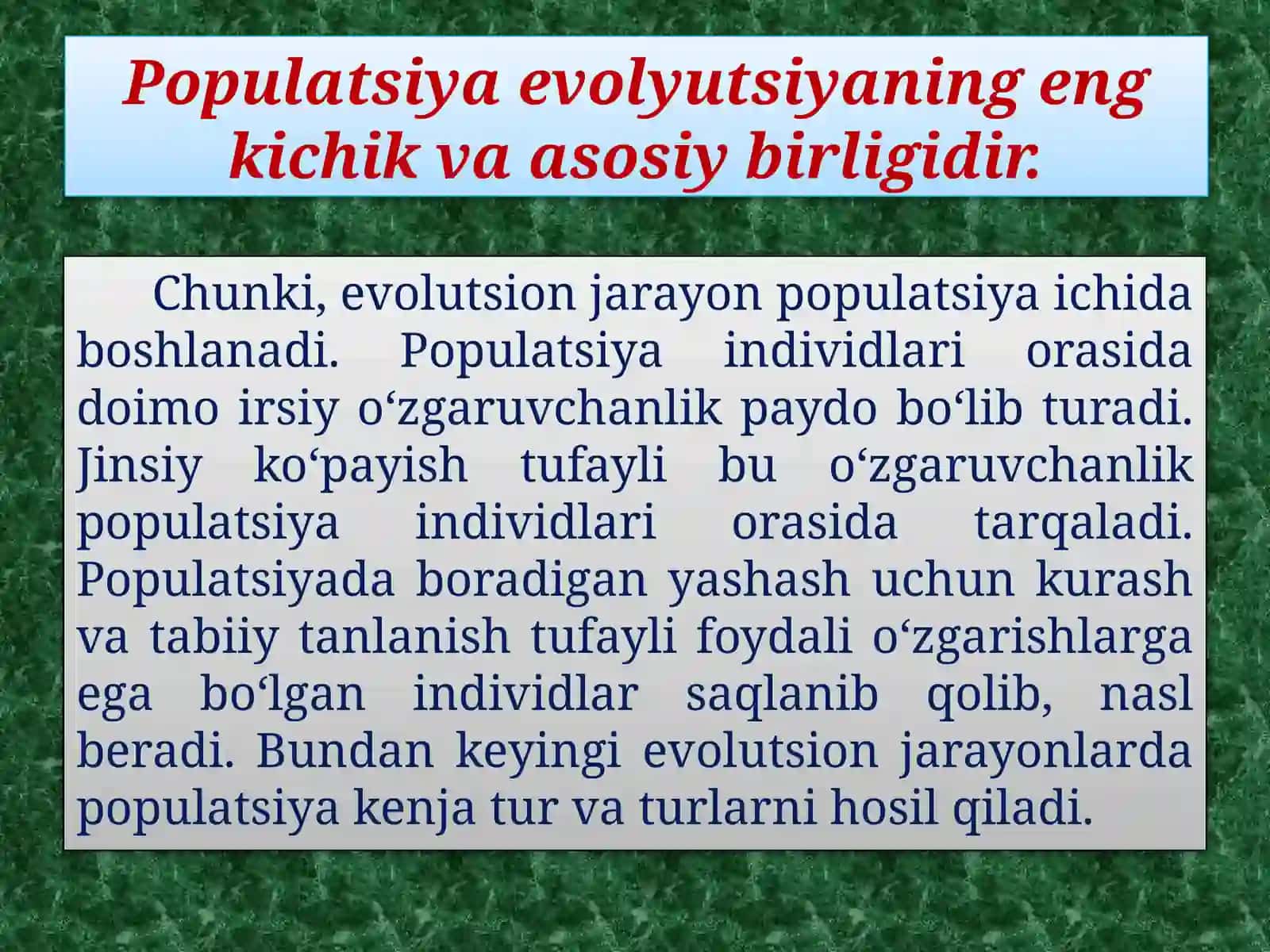 EVOLUTSIYANING SINTETIK NAZARIYASI 3
