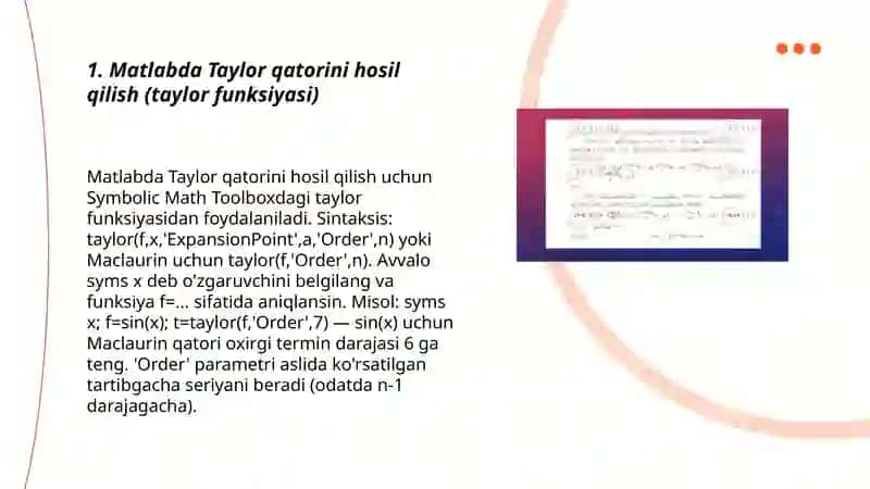 Matlabda funksiyalarni qatorlarga tarqatish 3