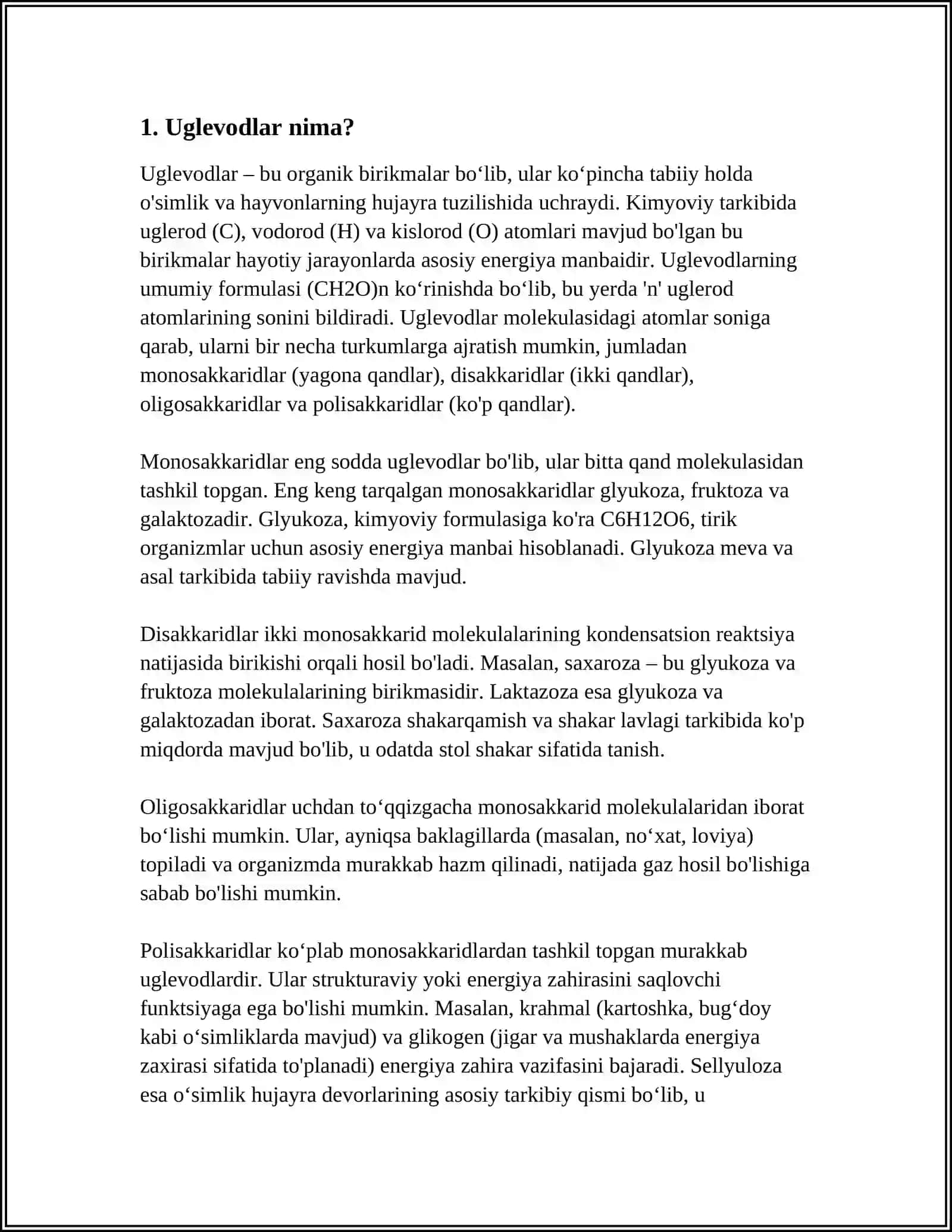 Uglevodlar va ularning klassifikatsiyasi 3