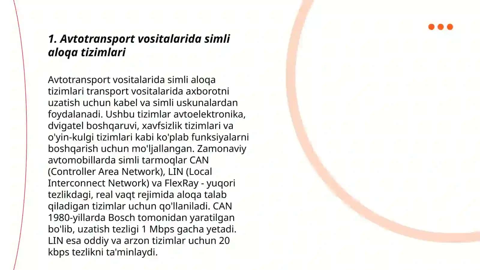 Avtotransport vositalarida simli aloqa tizimlari 3