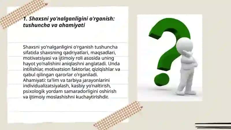 Shaxsni yo'nalganligini o'rganish 3