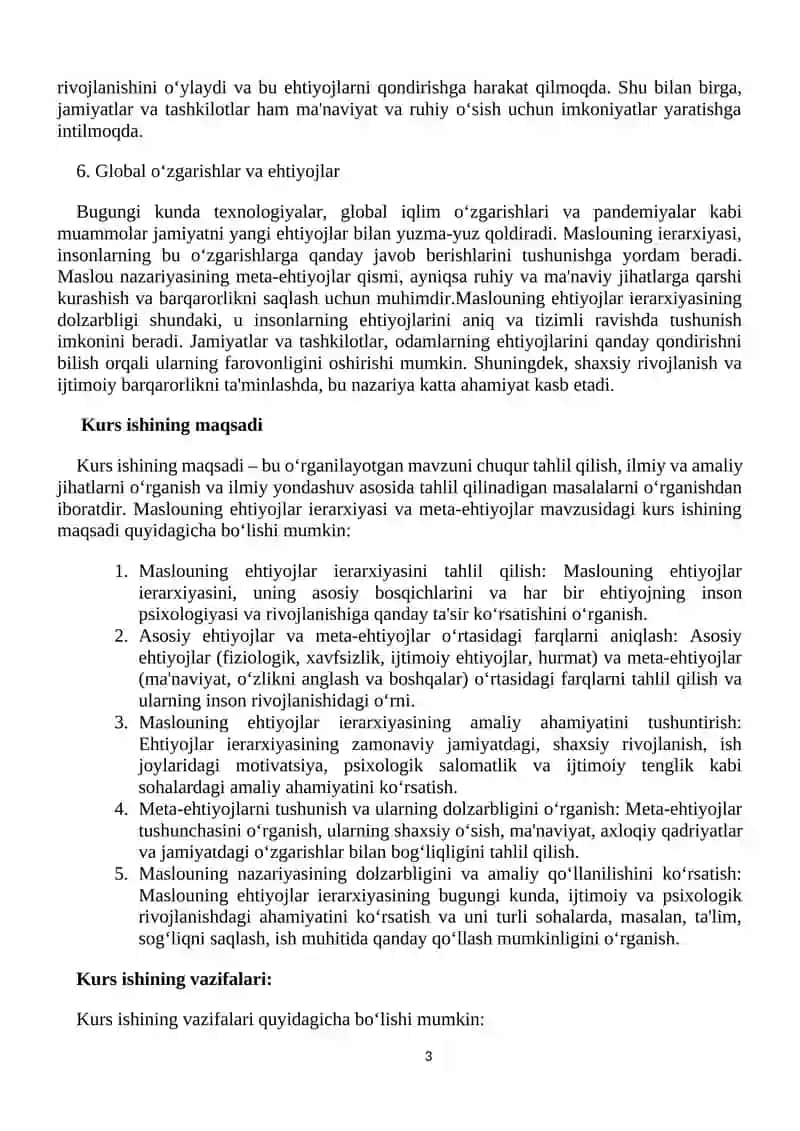 Maslouning Ehtiyojlar Nazariyasi 3