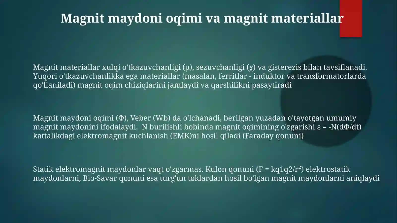 O'zgarmas elekromagnit maydon 3