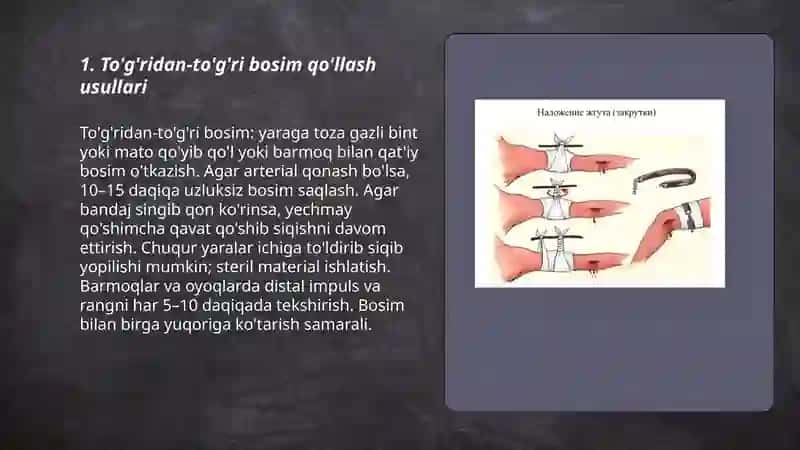 Qon ketishini toxtatish usullari 3