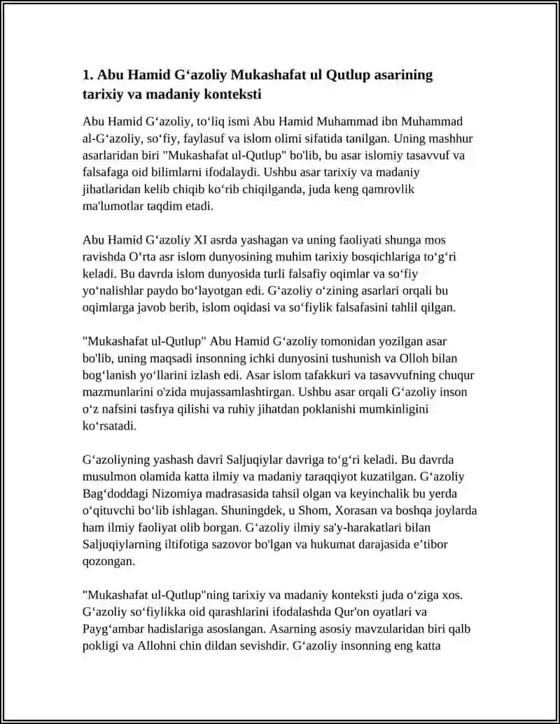 ABU HAMID GʻAZOLIY "MUKASHAFAT UL QUTLUP" 3