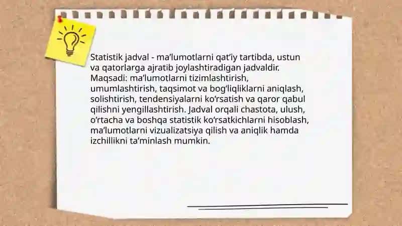 Statistik jadval va uni tuzish qoidalari 3