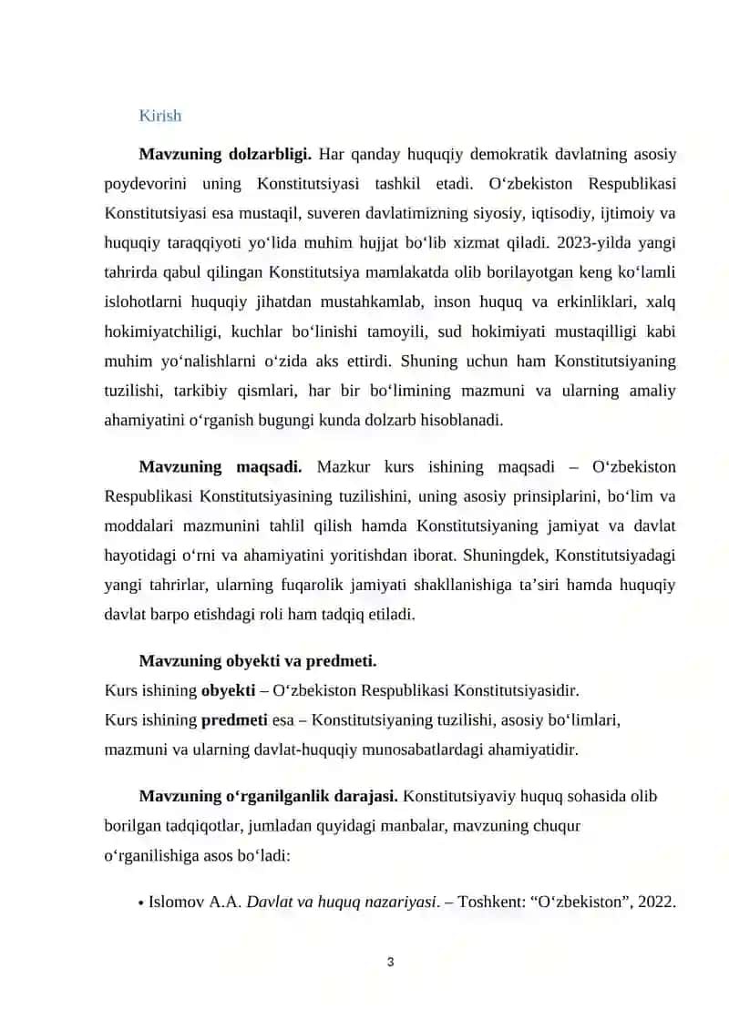 O’zbekiston Respublikasi Konstitutsiyasi tuzilishi 3
