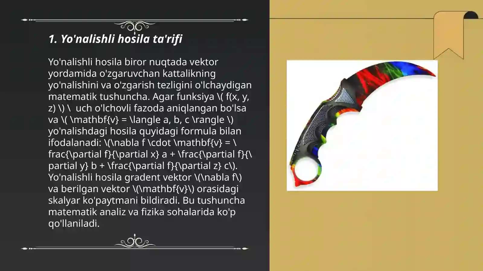 Yo'nalish bo'yicha hosila va gradient 3