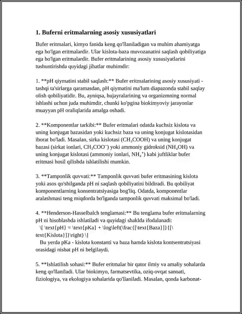 Bufer eritmalari tayyorlash 3