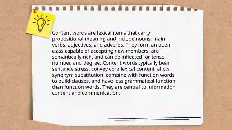 Definition and characteristics of content words 3