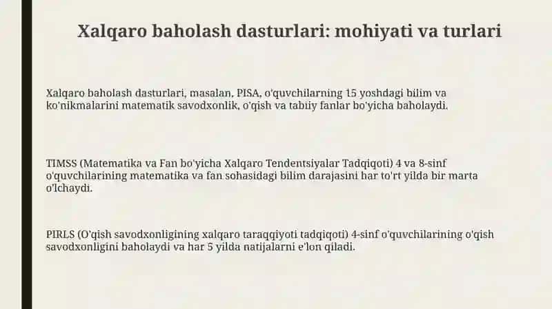Xalqaro baholash dasturlari 3