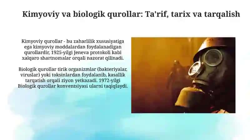 Kimyoviy biologik qurollar ularning talofatlari 3