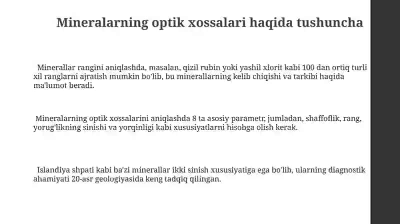 Mineralarning optik xossalari haqida tushuncha 3