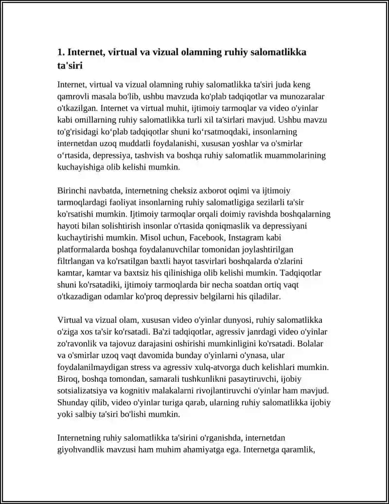 INTERNET, VIRTUAL VA VIZUAL OLAMNING SHAXSGA TA‘SIRI 3