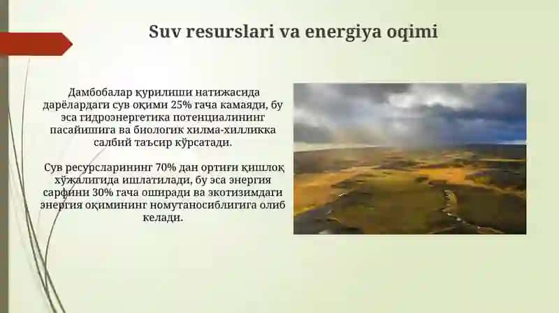 Landshaftlarda energiya oqimining oʻzgarishi 3