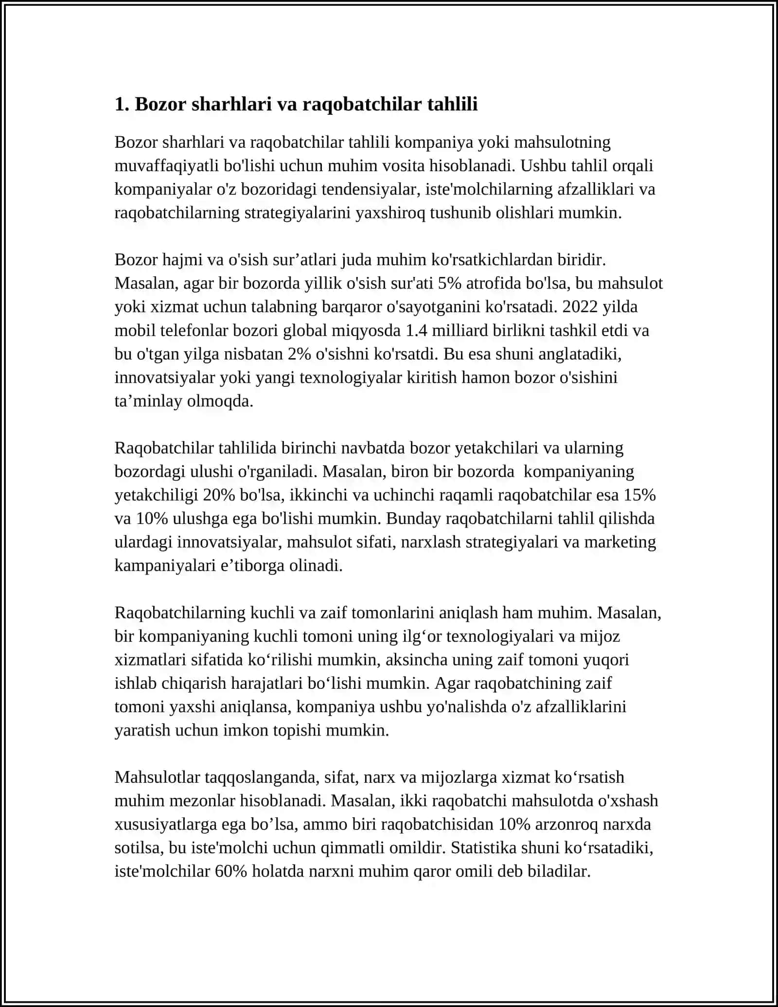 KOMPANIYA STRATEGIYASINI BELGILOVCHI OMILLAR VA ULARNING TAHLILI 3