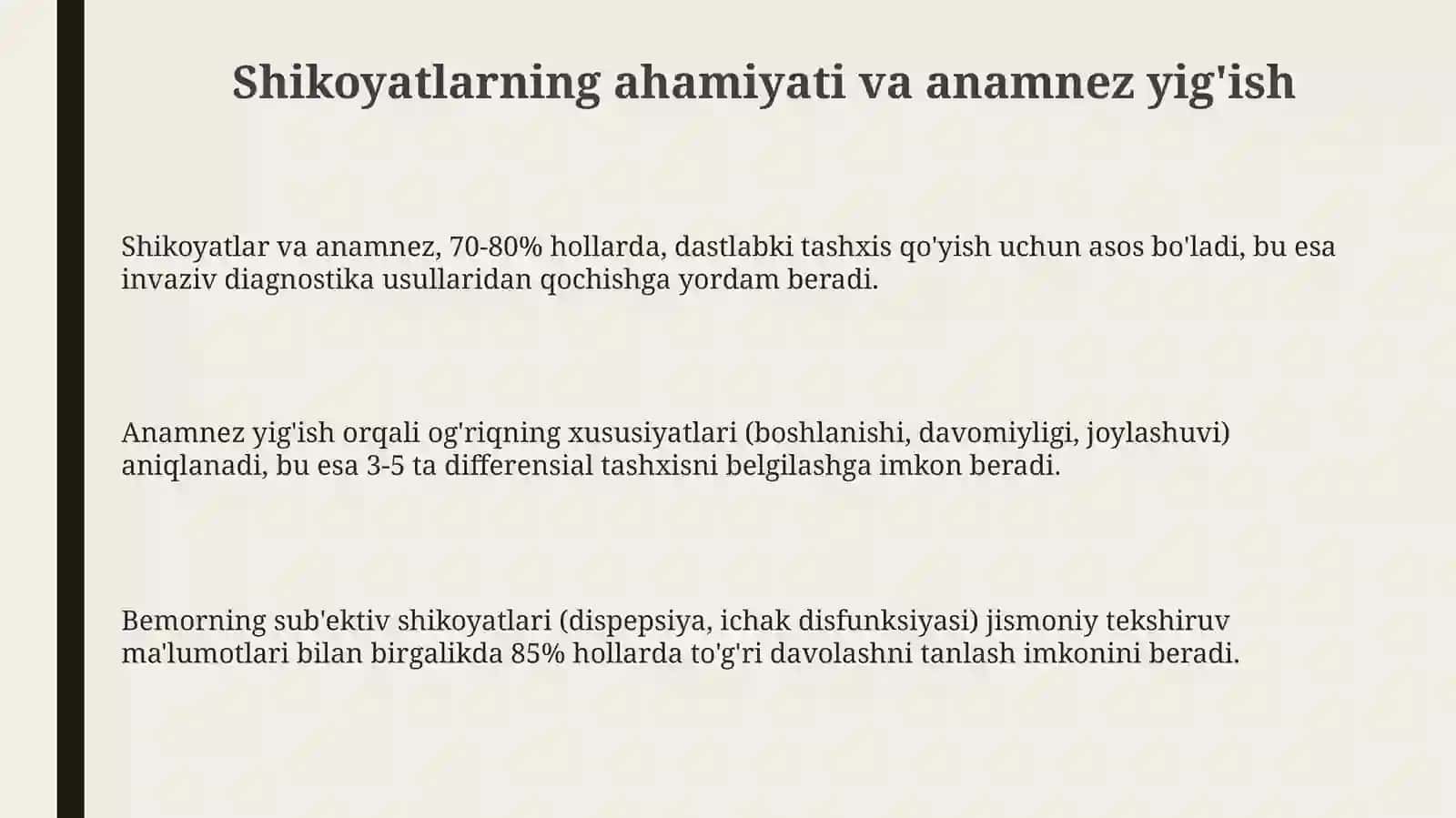 Shikoyatlarning ahamiyati va anamnez yig'ish 3