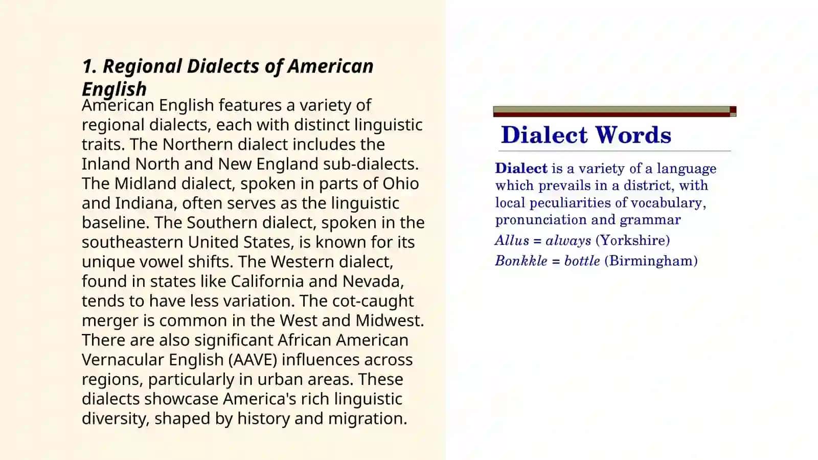 Variants and dialect 3