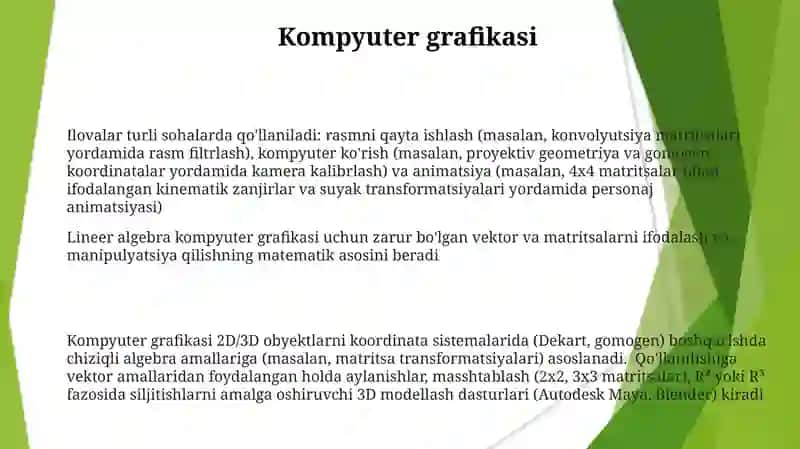 Chiziqli algebra va uning tadbiqlari 3