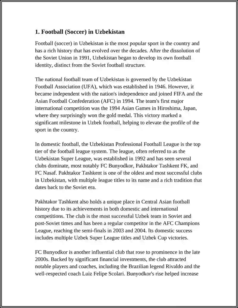 Football (Soccer) in Uzbekistan 3