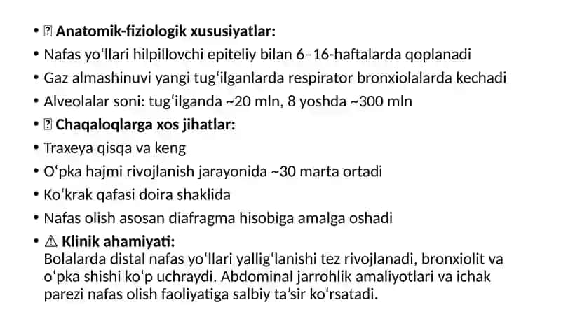 BOLALARDA O‘PKA VA BRONXLARNING RIVOJLANISH NUQSONLARI 3