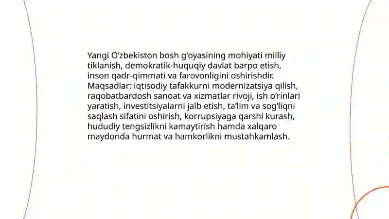 Yangi Oʻzbekiston bosh gʻoyasi 3