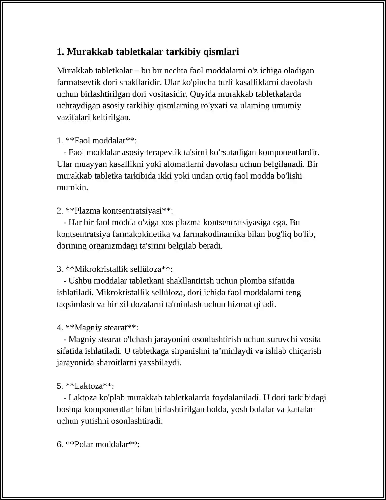 MURAKKAB TABLETKALAR NOMENKLATURASI VA TARKIBLARI 3