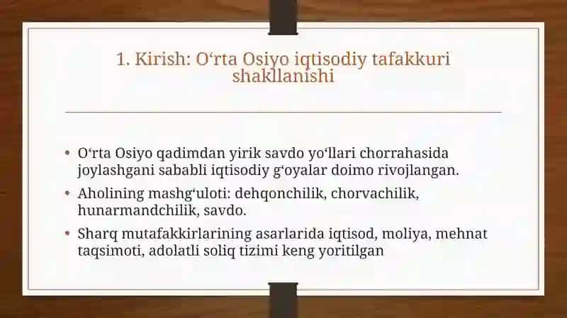 O‘RTA OSIYODA TEMURIYLAR DAVRIGACHA VA TEMURIYLAR DAVRIDAGI IQTISODIY G‘OYALAR 3